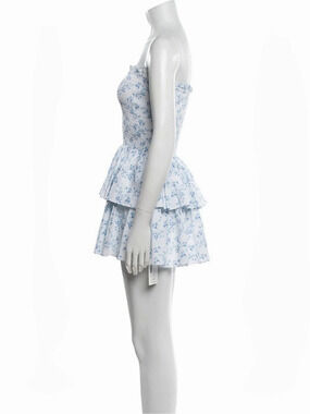 C.B. Floral Halter Mini Dress in White & Blue Size Small NWT